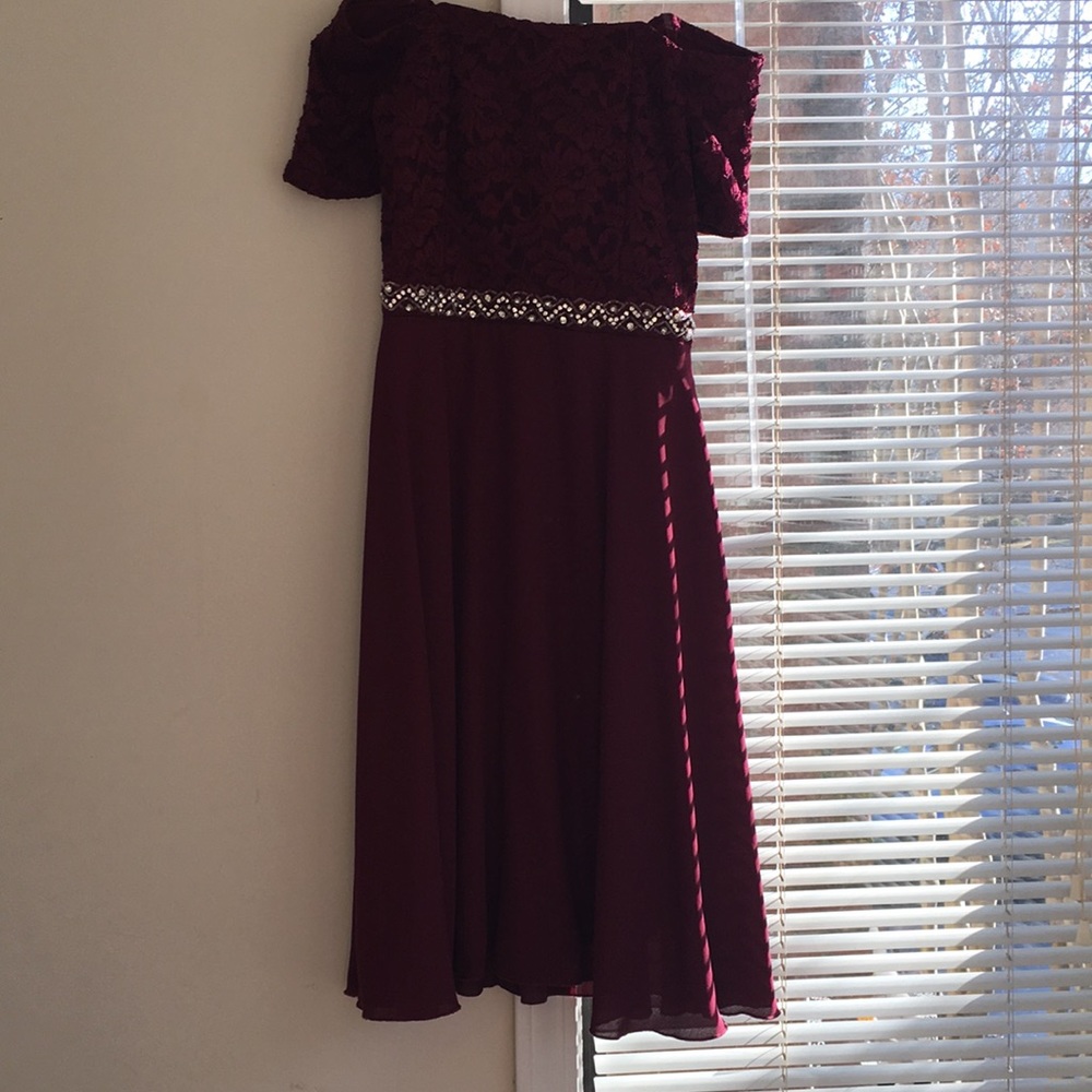 Formal Burgundy Off the shoulder dress